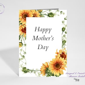 Bonne fête des mères, carte d'anniversaire 5 x 7, carte de fête des mères, cartes de maman, carte pour maman, tu me manques, carte de tournesol, voir plus !