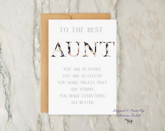 Happy Birthday Aunt, 5x7 Birthday Card, Birthday Card for her, Aunt Birthday Cards, Missing You, Pretty Aunt Birthday Card, See more!