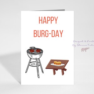 Carte d'anniversaire drôle de 5 x 7, carte d'anniversaire d'été, carte de joyeux Burg-day, carte de voeux drôle, carte d'anniversaire drôle pour un ami, voir plus !