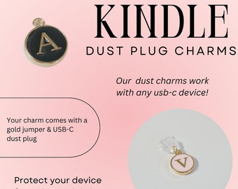 Initial USB-C Dust Plug Charm: Personalized Kindle Accessory