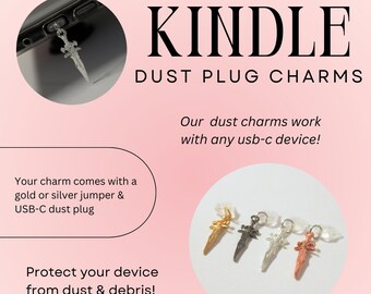 Sword Kindle Dust Plug Charms, Dagger Dust Charm, USB-C Dust Plug Charm, Accesorio para Kindle, Accesorios Bookish, iPad, Teléfono, Accesorio