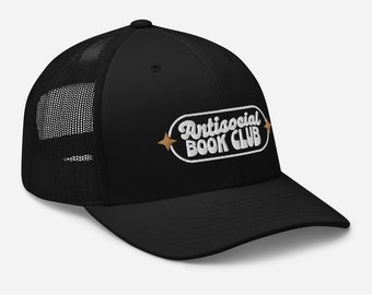 Cappello da camionista ricamato Antisocial Book Club: regalo per topi di biblioteca