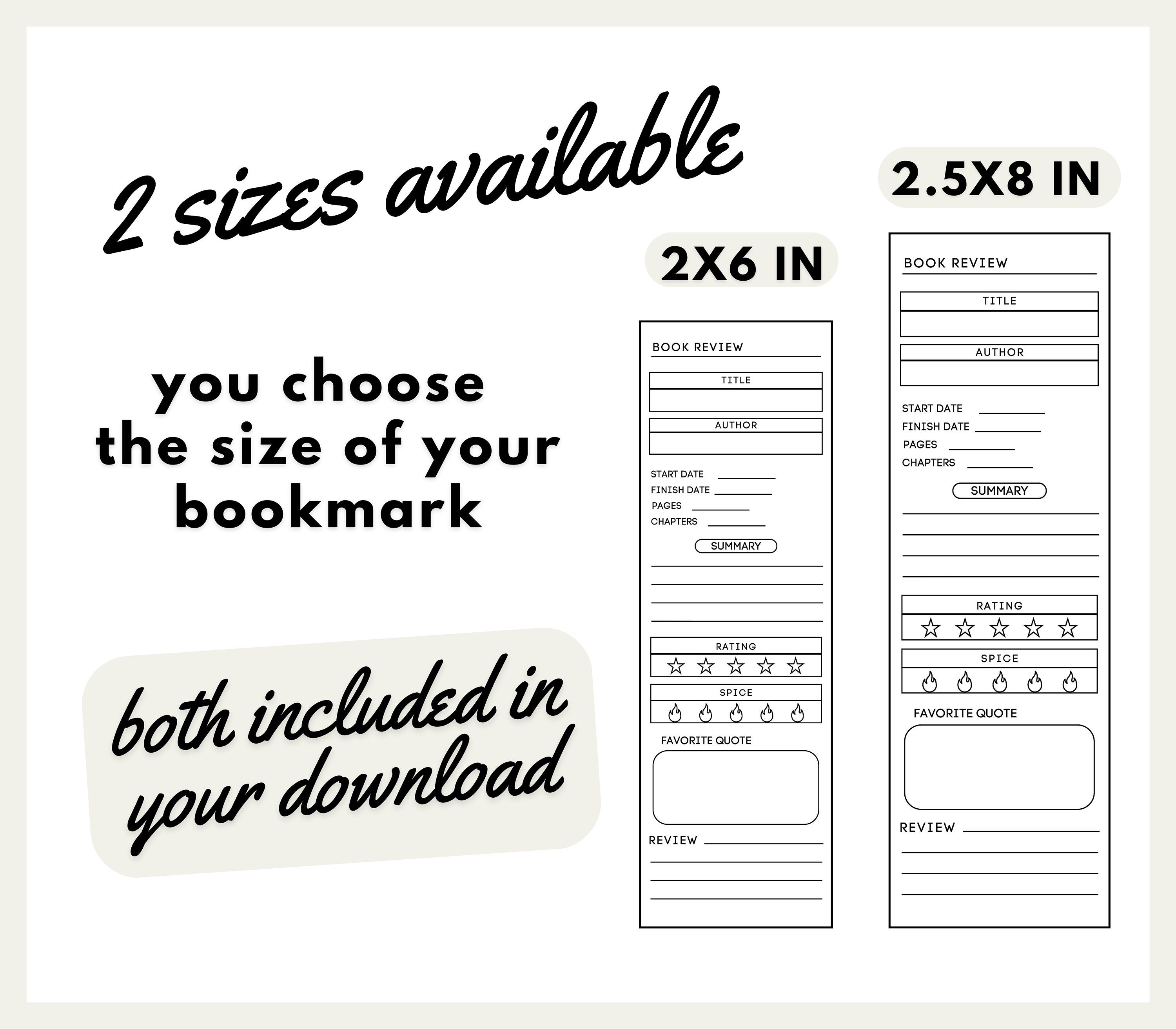 Printable Book Review Bookmark Bundle, Bookmark, Book Review, Booktok