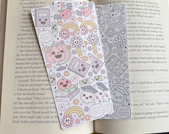 Marcapáginas de Halloween: Gráficos espeluznantes dibujados a mano, cartulina gruesa