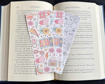 Marcapáginas retro DIY: estilo años 80 y 90, gráficos dibujados a mano