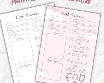 Schede di recensione di libri stampabili: pacchetto Book Tracker (5x7) (download PDF)