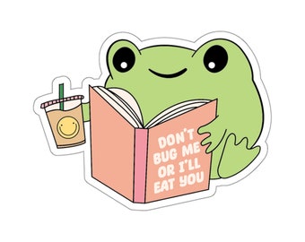 Pegatina "No me molestes, rana": calcomanía divertida para amantes de los libros