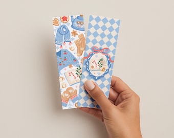 Marcapáginas de invierno, acogedor marcapáginas azul para amantes de los libros