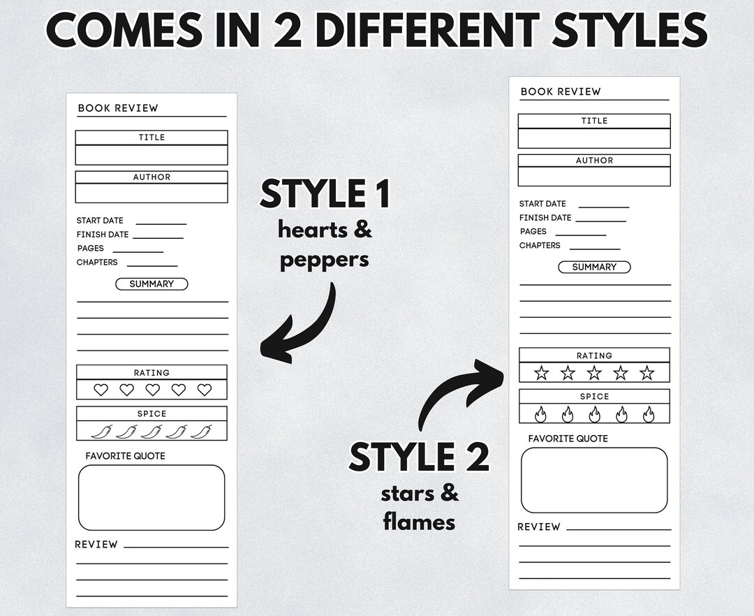 Printable Book Review Bookmark Bundle, Bookmark, Book Review, Booktok