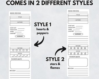 Pacchetto segnalibri stampabili per la recensione del libro, Segnalibro, Recensione del libro, Booktok, Libresco, Valutazione del libro, Tracker libri scaricabili, Segnalibri stampabili