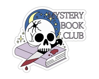 Adesivo Mystery Book Club, Adesivo Bookish, Adesivo Kindle, Decalcomania per laptop, Regalo per amanti dei libri, Adesivo autunnale carino, Regalo per lei, Bacio tagliato