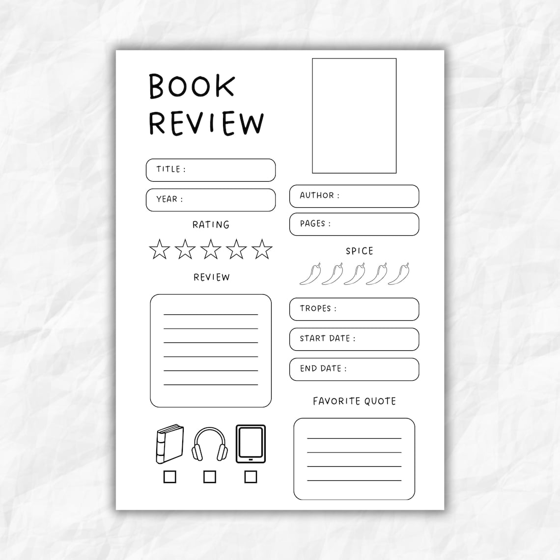 Printable Book Review Sheets: 5x7 Book Rating Tracker (3 Page Bundle ...