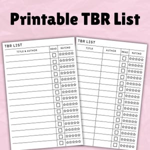 Printable Tbr List Tbr Bundle 4x6 Digital Download Booktok Bookish