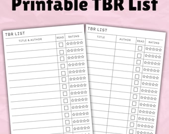 Paquete de listas de libros por leer imprimibles: Seguimiento de calificaciones (descarga digital 4x6)