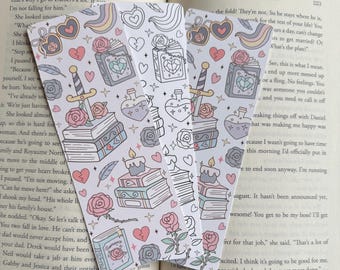 Marcapáginas DIY Romantasy: Gráficos dibujados a mano, cartulina gruesa