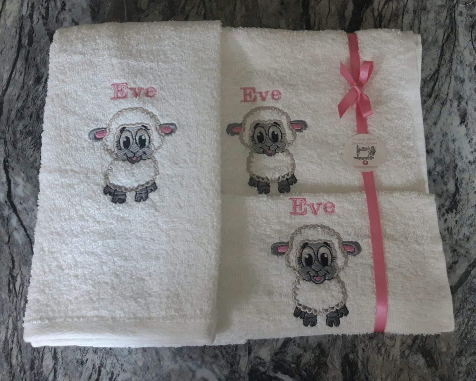 Sheep / lamb personalised embroidered towel set Etsy