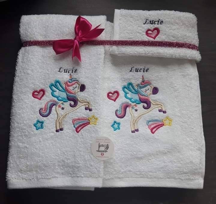 Unicorn personalised embroidered towel set Etsy