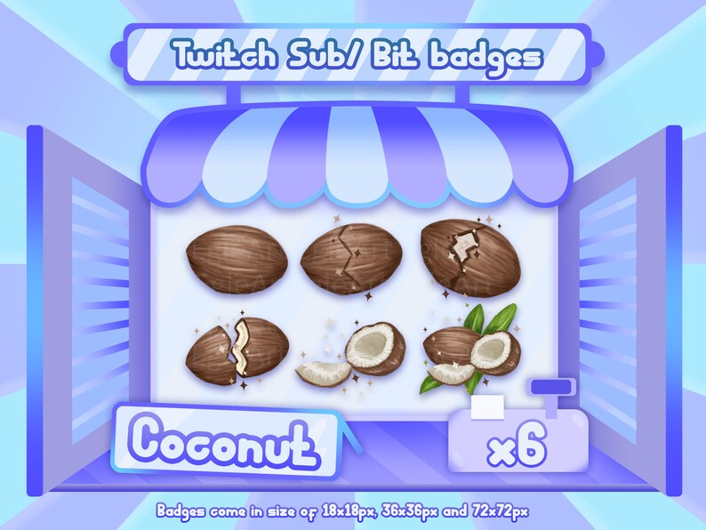 6x Twitch Sub / Bit Badges - Coconut - Etsy