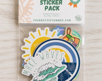 Ocean & Beach Vinyl Sticker Pack: Coastal Water Bottle Stickers