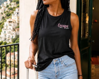 Escape Artist Rose Gold Foil Tank | Airport Outfit for Women | Vacation Shirt | Wanderlust Gift | Resort Wear | Summer Travel Style