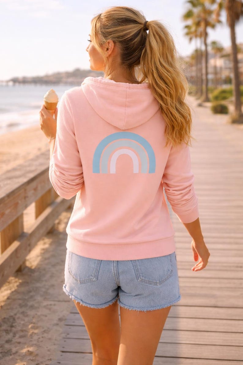 Peach Rainbow Hoodie, Coastal Rainbow Sweatshirt, Comfort Hoodie Gift, Teacher Gift, Mental Health Gift, Soft Cozy Pullover image 10