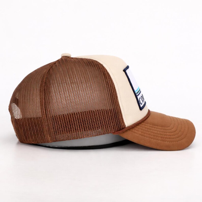 Coastal Era Trucker Hat, retro beach foam truckerpet, Surf Wave Patch-hoed, Coastal Lifestyle-hoed, cadeau oceaanliefhebber afbeelding 5