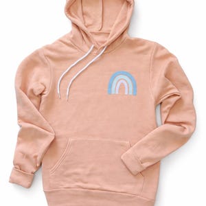 Peach Rainbow Hoodie, Coastal Rainbow Sweatshirt, Comfort Hoodie Gift, Teacher Gift, Mental Health Gift, Soft Cozy Pullover image 6