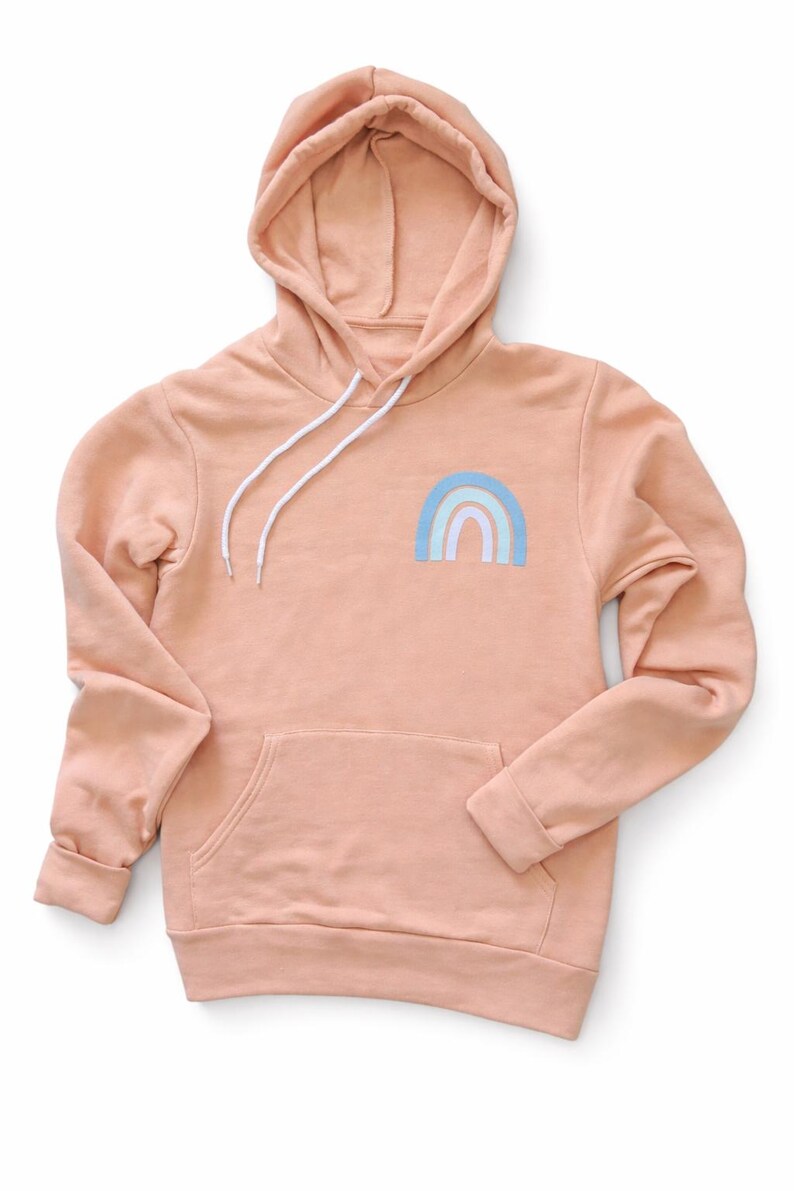 Peach Rainbow Hoodie, Coastal Rainbow Sweatshirt, Comfort Hoodie Gift, Teacher Gift, Mental Health Gift, Soft Cozy Pullover image 6
