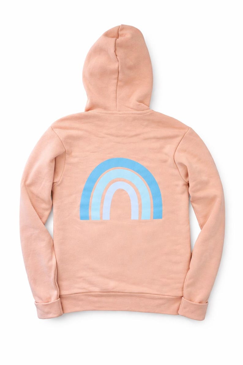 Peach Rainbow Hoodie, Coastal Rainbow Sweatshirt, Comfort Hoodie Gift, Teacher Gift, Mental Health Gift, Soft Cozy Pullover image 7