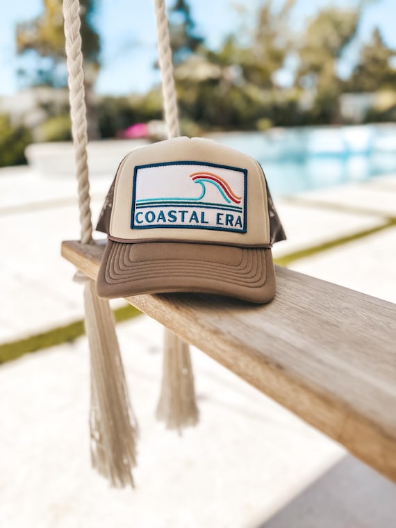 Coastal Era Trucker Hat, Retro Beach Foam Trucker Cap, Surf Wave Patch Hat, Coastal Lifestyle Hat, Ocean Lover Gift