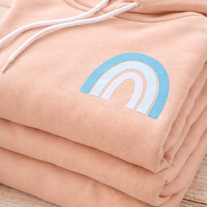 Peach Rainbow Hoodie, Coastal Rainbow Sweatshirt, Comfort Hoodie Gift, Teacher Gift, Mental Health Gift, Soft Cozy Pullover image 2