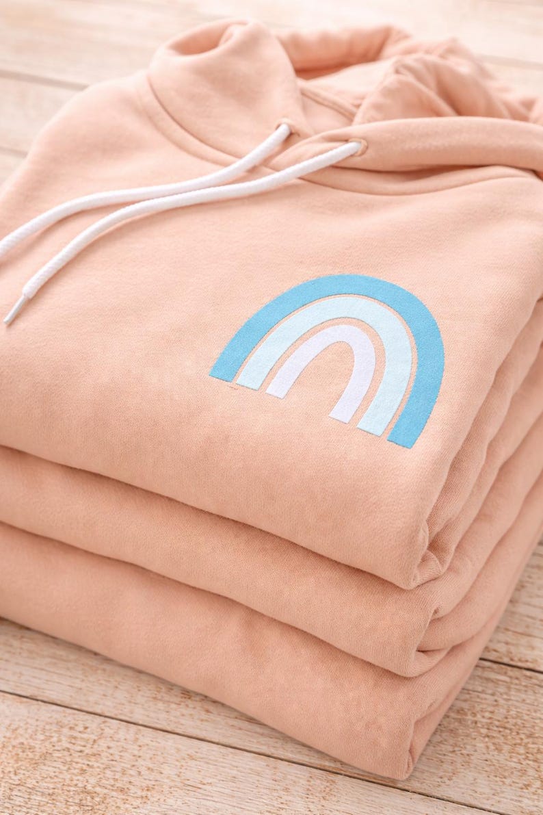 Peach Rainbow Hoodie, Coastal Rainbow Sweatshirt, Comfort Hoodie Gift, Teacher Gift, Mental Health Gift, Soft Cozy Pullover image 2