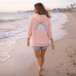 Peach Rainbow Hoodie, Coastal Rainbow Sweatshirt, Comfort Hoodie Gift, Teacher Gift, Mental Health Gift, Soft Cozy Pullover image 9