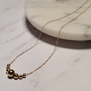 14k gold filled chain, 14k gold filled necklace, 14k gold filled Beaded necklace, Minimalist necklace, Layering necklace, Gift for Women