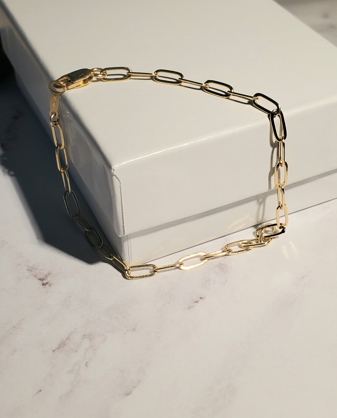 14k Gold Filled Paper Clip Bracelet, Stacking Bracelet, Gift for Women