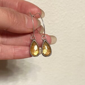 Natural Sunstone earrings, Sterling Silver earrings, Hoop earrings, Dangle earrings, Gift for Women