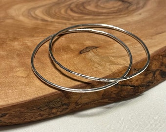 Sterling Silver Bangle, Round Hammered Bangle, Sterling Silver Bracelet, Stacking Bracelet, Simple Bracelet, Stacking Bangle, Gift For Women