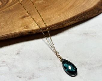Natural London Blue Quartz necklace, Blue Quartz pendant necklace, 14k gold filled chain necklace, Dainty necklace, Gemstone necklace