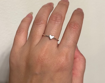 Sterling Silver Heart Ring, Dainty Heart Ring, Stacking Ring, Small Heart Ring, Minimalist Ring, Gift for Her
