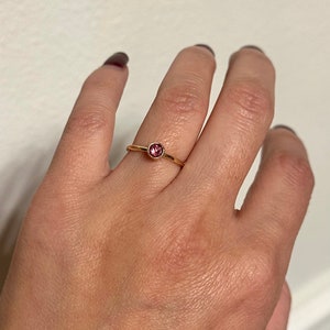 Natural Pink Tourmaline Ring, 14k Gold Filled Ring, Tourmaline Gemstone Ring, October Birthstone Ring, Stacking Ring, Gift For Women