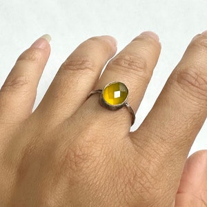 Natural Mango Chalcedony ring, Chalcedony gemstone ring, Sterling Silver oxidized ring, Stacking ring, Gift for Women