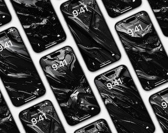 6 fonds d'écran abstraits noirs minimalistes pour téléphone, écran de verrouillage, gothique sombre, verre, peinture, eau, ensemble d'arrière-plan numérique, iPhone
