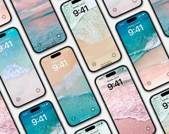 6 fonds d'écran pour téléphone Beach Vibes, été, vacances, détente, coucher de soleil, pastel, lumineux, écran de verrouillage, fond numérique, iPhone