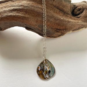 Abalone shell necklace on sterling silver chain