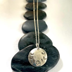 Silver moon phase necklace. Moon necklace. Silver necklace