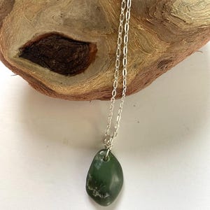 Big Sur Jade necklace, Nephrite Jade necklace, Jade pendant on silver chain