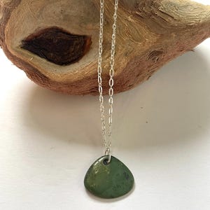 Big Sur Jade necklace, Nephrite Jade necklace, Jade pendant on silver chain