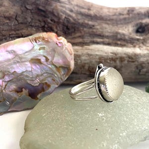 Handcrafted sea glass ring. Silver sea glass ring. size 7.5
