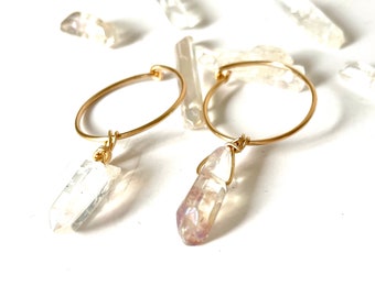 Gold and Crystal Hoop Earrings, Crystal Earrings, Gold Earrings, Hoop earrings