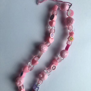 Pink phone charm, customisable name and colour
